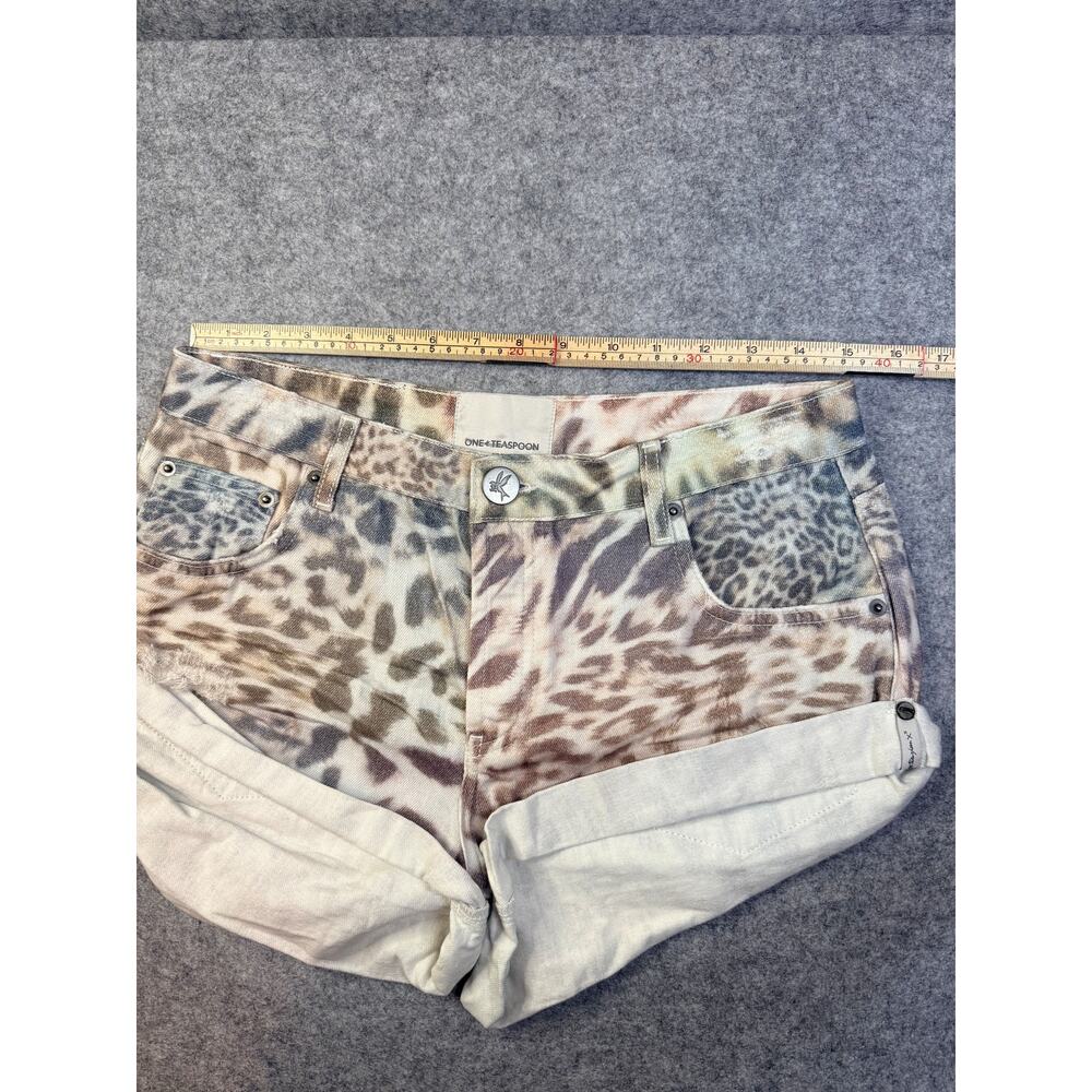 One Teaspoon Animal Print Bandit Denim Shorts Rolled Hem Size 27 NWT - Picture 8 of 9